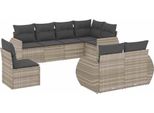 Vidaxl Set Di Divani Da Giardino 8 Pezzi Con Cuscini In Rattan Grigio Chiaro