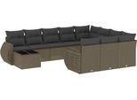 Vidaxl Set Di Divani Da Giardino 11 Pezzi Con Cuscini In Rattan Grigio Chiaro