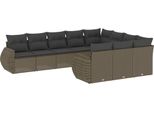 Vidaxl Set Di Divani Da Giardino Da 10 Pezzi Con Cuscini In Polirattan Grigio Chiaro