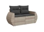Vidaxl Divano Da Giardino Con Cuscini 2 Posti In Rattan Grigio Chiaro
