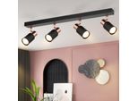 Zmh Faretto A Soffitto 4 Fiamme Led Plafoniera GU10 Nero Faretto A Parete 355° Spot Soffitto Girevole Corridoio Per Cucina Soggiorno Bar (Senza Lampadina)