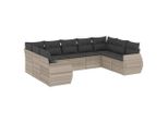 Vidaxl Set Di Divani Da Giardino 9 Pezzi Con Cuscini In Rattan Grigio Chiaro