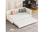 Lvhom Daybed 90X200Cm, Daybed Con Piano Di Appoggio Allungabile 90X190Cm, Divano Letto Beige