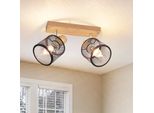 Zmh Faretto Da Soffitto 2 Fiamme Legno E14 Faretto Nero Parete Faretto Cucina Lampada Vintage Soffitto Spot Led Soggiorno Camera Da Letto Corridoio Senza Lampadine