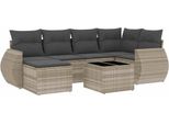 Vidaxl Set Di Divani Da Giardino 7 Pezzi Con Cuscini In Rattan Grigio Chiaro