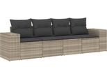 Vidaxl Set Di Divani Da Giardino 4 Pezzi Con Cuscini In Polirattan Grigio Chiaro