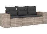 Vidaxl Set Di Divani Da Giardino A 3 Pezzi Con Cuscini In Polirattan Grigio Chiaro