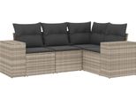 Vidaxl Set Di Divani Da Giardino 4 Pezzi Con Cuscini In Polirattan Grigio Chiaro