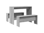 Syfax™ Set Tavolo Da Pranzo E Panche 3 Pz Grigio Sonoma In Truciolato