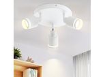 Zmh Led Plafoniera Bianca A 3 Fiamme GU10 Faretto Orientabile Rotondo Per Parete Spot Soggiorno Camera Da Letto, Senza Lampadine