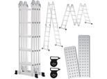 Scala Telescopica Jayseuw In Alluminio Leggera Antiscivolo 4X5 Livello+Ruota+Bordo Scala Multifunzionale Scala Allungabile 15 Gradini Scala A Gradini In Alluminio Di Alta Qualità Portata 150KG