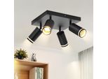Zmh Led Plafoniera 4 Fiamme Nere Plafoniera Spot GU10 Orientabile Faretto Da Parete Spot Da Soffitto In Metallo Per Cucina Camera Da Letto Senza Lampadine
