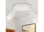 Zmh Led Plafoniera Bianca 2 Fiamme GU10 Faretto Orientabile Rotondo Per Parete Spot Soggiorno Camera Da Letto, Senza Lampadine