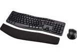 Set Tastiera E Mouse Amazon Basics, Ergonomico, Senza Fili, Layout De - Nero