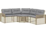 Vidaxl Divano Da Giardino A L Con Cuscini E Poggiapiedi Beige Poly Rattan