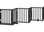 Vidaxl Cancelletto Per Cani 6 Pezzi Con Porta Pieghevole Nero 300 Cm In Legno Di Pioppo