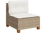 Vidaxl Divano Da Giardino Senza Braccioli Con Cuscini Beige Poly Rattan