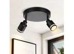 Zmh Led Plafoniera Nera Rotonda 2 Fiamme Plafoniera GU10 Faretto Da Parete Orientabile Per Corridoio Sala Da Pranzo Cucina Senza Lampadina