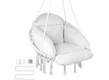 Vevor Sedia Sospesa, Sedia Sospesa In Macramè Con Cuscino E Materiale Di Fissaggio, Sedia A Dondolo In Corda Di Cotone Per Camera Da Letto, Balcone, Terrazza, Giardino, Portata 120 Kg, Bianco
