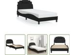 The Living Store Struttura Letto Con Testiera Nera 90X200 Cm In Ecopelle