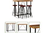 The Living Store Set Da Bar 5 Pezzi In Legno Massiccio Antico E Vera Pelle