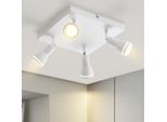 Zmh Led Plafoniera Bianca 4 Fiamme Faretto GU10 Orientabile Soffitto Metallo Per Soggiorno Ufficio Camera Da Letto, Senza Lampadine
