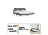 The Living Store Struttura Letto Con Led Grigio 200X200 Cm In Ecopelle
