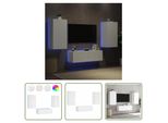 The Living Store Parete Tv A 3 Pezzi Con Luci Led Bianco