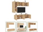 The Living Store Parete Attrezzata 5 Pezzi In Legno Rovere Sonoma