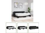 The Living Store Letto Da Giorno Allungabile Con Materassi Nero 80X200 Cm In Velluto