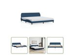 The Living Store Struttura Letto Con Testiera Blu 200X200 Cm In Tessuto