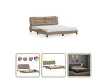 The Living Store Struttura Letto Con Led Cappuccino-Marrone 180X200 Cm In Ecopelle