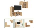 The Living Store Parete Attrezzata 4 Pezzi In Legno Rovere Sonoma