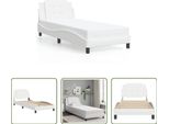 The Living Store Struttura Letto Con Testiera Bianca 90X200 Cm In Ecopelle