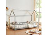 Letto Per Bambini 'Hesel' Con Rete A Doghe Anticaduta 90 X 200 Cm Grigio