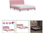 The Living Store Struttura Letto Con Luci Led Rosa 160X200 Cm Velluto