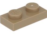 Lego® 50X 1X2 Piastre 3023 - Piastra Beige Scuro - Tan Scuro
