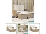 The Living Store Divano Da Giardino Con Cuscini A 2 Posti In Poly Rattan Beige E Legno D'acacia