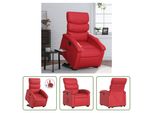 The Living Store Poltrona Relax Con Supporto In Piedi In Pelle Finta Rossa