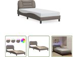 The Living Store Struttura Letto Con Tessuto Led Taupe 90X200 Cm