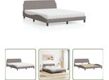 The Living Store Letto Con Materasso Taupe 160X200 Cm In Tessuto