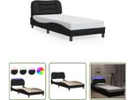The Living Store Struttura Letto Con Led Nero 90X200 Cm In Ecopelle