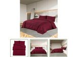 The Living Store Set Di Biancheria Da Letto Rosso Bordeaux 240X220 Cm In Cotone