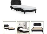 The Living Store Struttura Letto Con Testiera Nera 90X200 Cm In Ecopelle