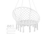 Vevor Sedia Sospesa, Portata 150 Kg, Sedia Sospesa In Macramè Con Materiale Di Fissaggio, Sedia A Dondolo In Corda Di Cotone Per Camera Da Letto, Balcone, Terrazza, Giardino, Bianco