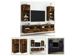The Living Store Mobili Tv Con Luci Led 2 Pz. Rovere Fumé 40,5X30X90 Cm