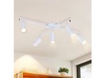 Zmh Plafoniera Faretto Da Soffitto Bianco GU10: Faretto Da Soffitto 5 Fiamme Faretto Da Soffitto Moderno Soggiorno 330° Orientabile Cucina Lampada Faretto Industriale Per Sala Da Pranzo Ufficio - Senza Lampadine