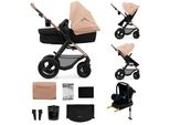 Kinderkraft Moov 2 Air - Passeggino 4 In 1 - Navicella, Passeggino E Mink Pro I-Size - Ruote Gonfiabili - Capottina UPF50+ - Fino A 27 Kg - Beige