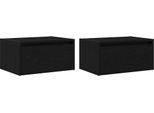 Vidaxl Comodini A Parete Con Luci Led 2 Pezzi Look Rovere Nero