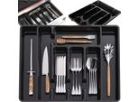 Vassoio Portaposate Regolabile 28-45 Cm Piccolo Per Cucchiai Forchette Coltelli Utensili Da Cucina 5-7 Scomparti Inserto Per Cassetto Cucina Nero 24748